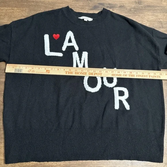 L'AMOUR Loft Sweater XL Super Soft Black Valentines Day Love Preppy Chic Classic - Picture 6 of 6